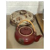 1981 Stoneware chimney pot & bamboo handled tea