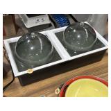 double dome-lid acrylic hot and cold buffet