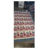 Red barn pattern area rug 60x95in double sided