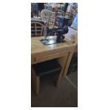 Wooden sewing table with matching stool and