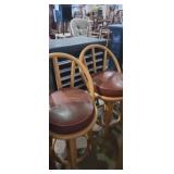 2 matching round back swivel stools