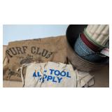 Vintage oats burlap sack, planters, & more