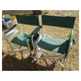 2 Folding Camp Chairs w/ Side Pouches & Tray