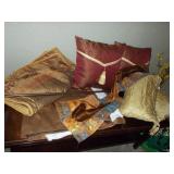Satin Earth Tone Pillows, Valance, Runners