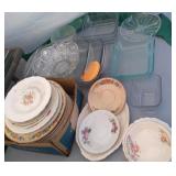 Pyrex Glass Bakeware, Bowls & Vtg China Plates
