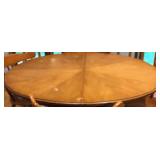 Vtg Rock Maple? Round Pillar Pedestal Table