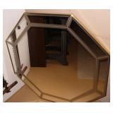 Huge Mid Century Octagon Mirror- Gold Frame