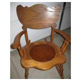 Antique Wood Rocker w/ embossed Leather Seat