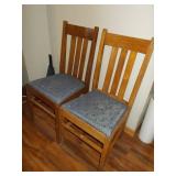 2 Matching Vtg Oak Chairs