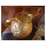 Vtg Water Pitcher & Glasses