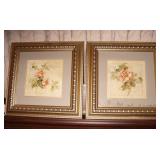 Two Framed & Matted Flower Pictures