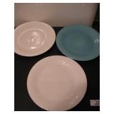 Fiesta Ware White & Turquoise Dinner Plates