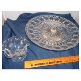 Vtg Bubble Cake Pedestal & Ruffled Bowl