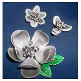 Vtg Enamel Ware Pin & Earring Set