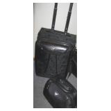 Like New 2 Piece Luggage Set- Brown w/ Hearts