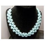 Vintage Aqua Color Beaded Choker
