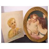 Antique Oval Frame & 2 Children