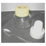 Vtg 2 OZ  Glass  Bottle Gerber Lid & Spoon