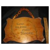 Vintage Wooden Jesus saves & God Bless Home