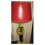 RARE 1949 China Man Continental Art Chalkware Lamp