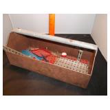 Vtg Metal Tool Tote w/ Erector Set Pieces