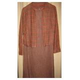 Retro Woven Dress Suit- Brown w/ Orange Pin stripe