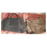 Brown Leather Purse & Blk Lancome Tote