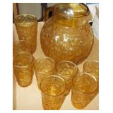 Vtg Anchor Hocking Honey Gold Pitcher Set