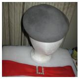 Vtg Glenover Wool Beret & Rhinestone Buckle Belt