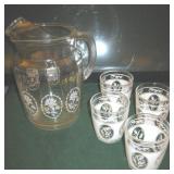 Retro Water Pitcher & 4 Glass Set