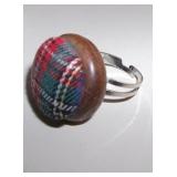 Handmade Plaid Button Ring