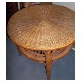Vtg Round Wicker Coffee Table