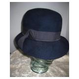 Vintage Womans Navy Wool Ritz Hat