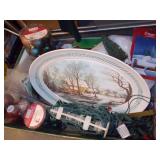 Christmas Currier & Ives Platter, Cards, Ornaments