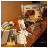 Vtg White Sewing Machine, Electric Scissors+