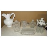 Crystal Butter, Cream/ Sugar, S & P, Pitcher+