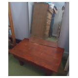 Vintage Wooden Foot Bench & Mirror