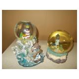 2 Musical Lighthouse Snow Globes