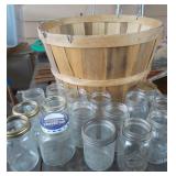 Vtg Kerr, Hormel, Clear Jars & Bushell Basket
