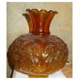 Vtg Amber Glass Hurricane Lamp shade