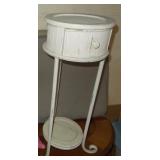 White Bamboo Plant Stand w/ Drawer