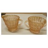 Vtg Fenton? Cream & Sugar Pink Peach Glass