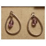 Pandora Sterling Amethyst Earrings
