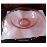 Vtg Pink Dep Glass Rolled Edge Bowl