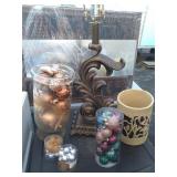 Chalkware Lamp, Mirror, Ornaments & Clay Vase