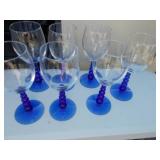 7 Wine Blue Glass Stemware
