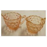 Vtg Pink Dep Jeannette? Glass Cream & Sugar