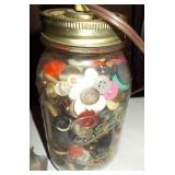 Vtg Ball Jar Filled with Buttons Lamp