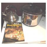 West Bend Crock, Stainless Tea Pot, Cook Book