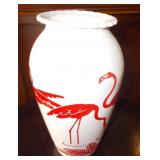 Vtg Red flamingo anchor Hocking Vase